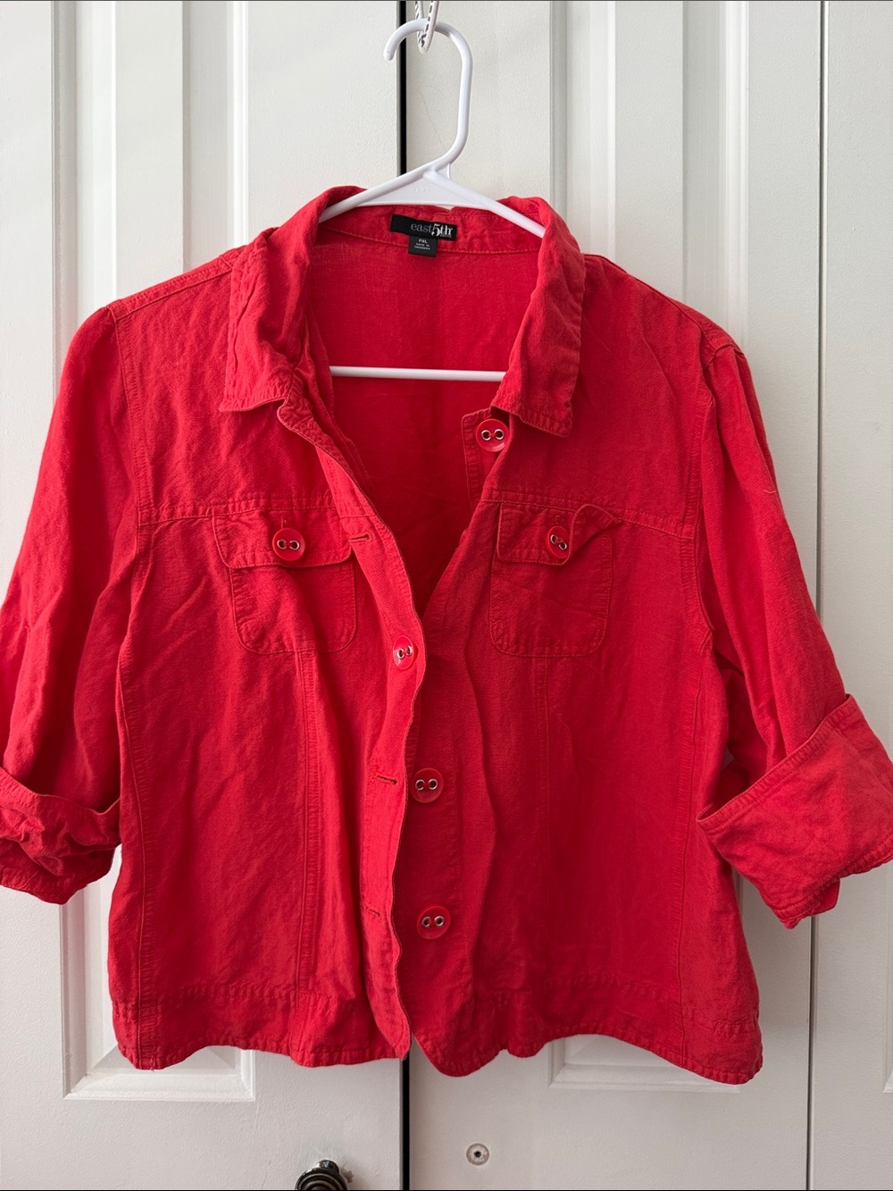 Coldwater Creek Red Button-Front Shirt Jacket
